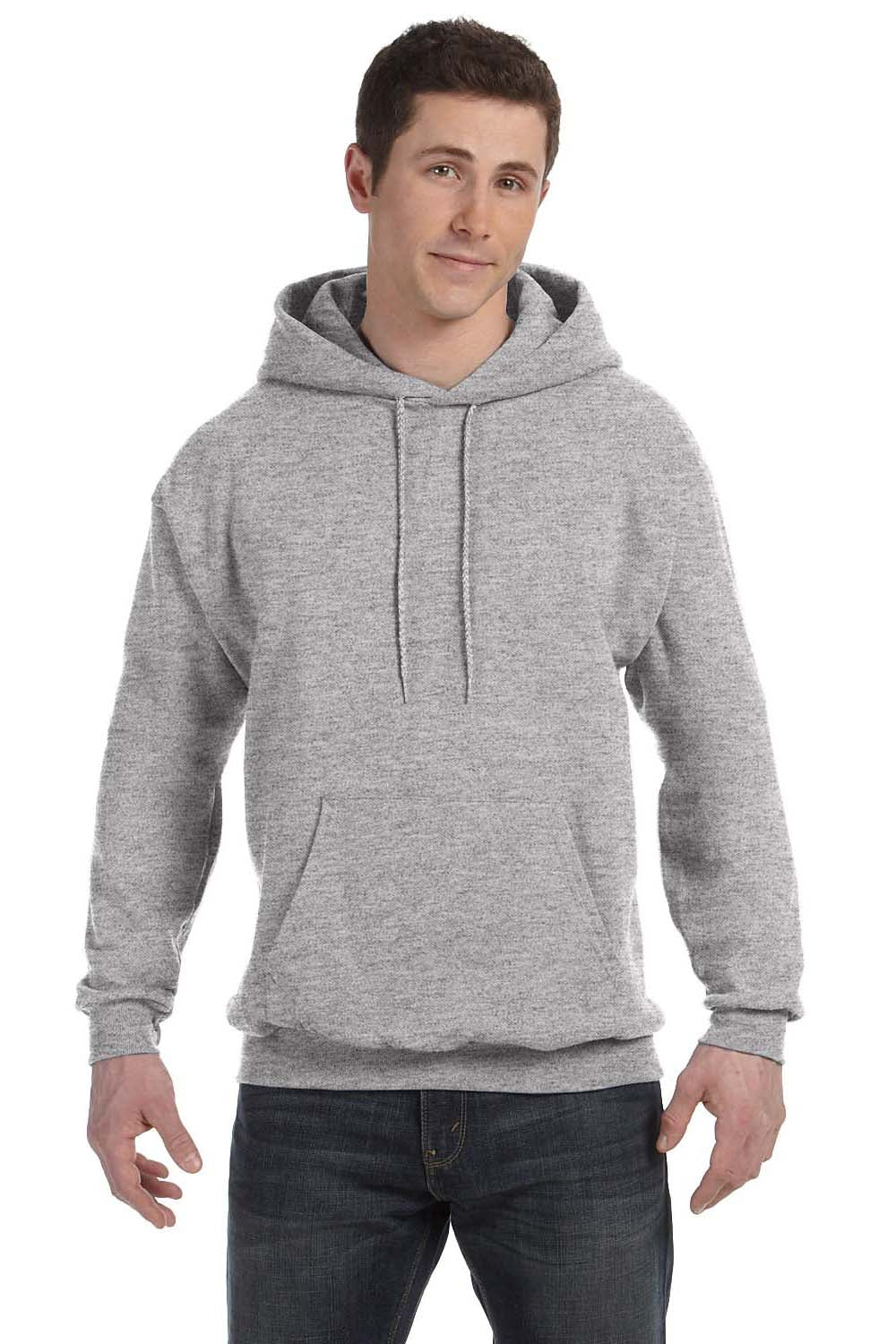 Hanes P170 Mens EcoSmart Print Pro XP Hooded Sweatshirt Hoodie Light Steel Grey Front