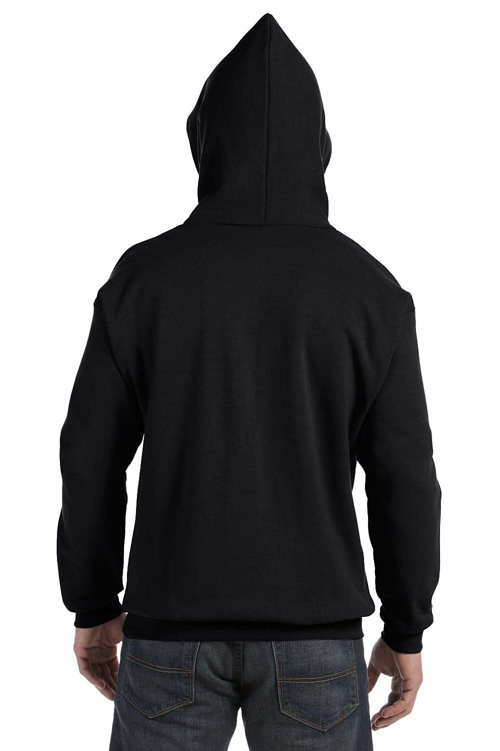 Hanes P170 Mens EcoSmart Print Pro XP Hooded Sweatshirt Hoodie Black Back