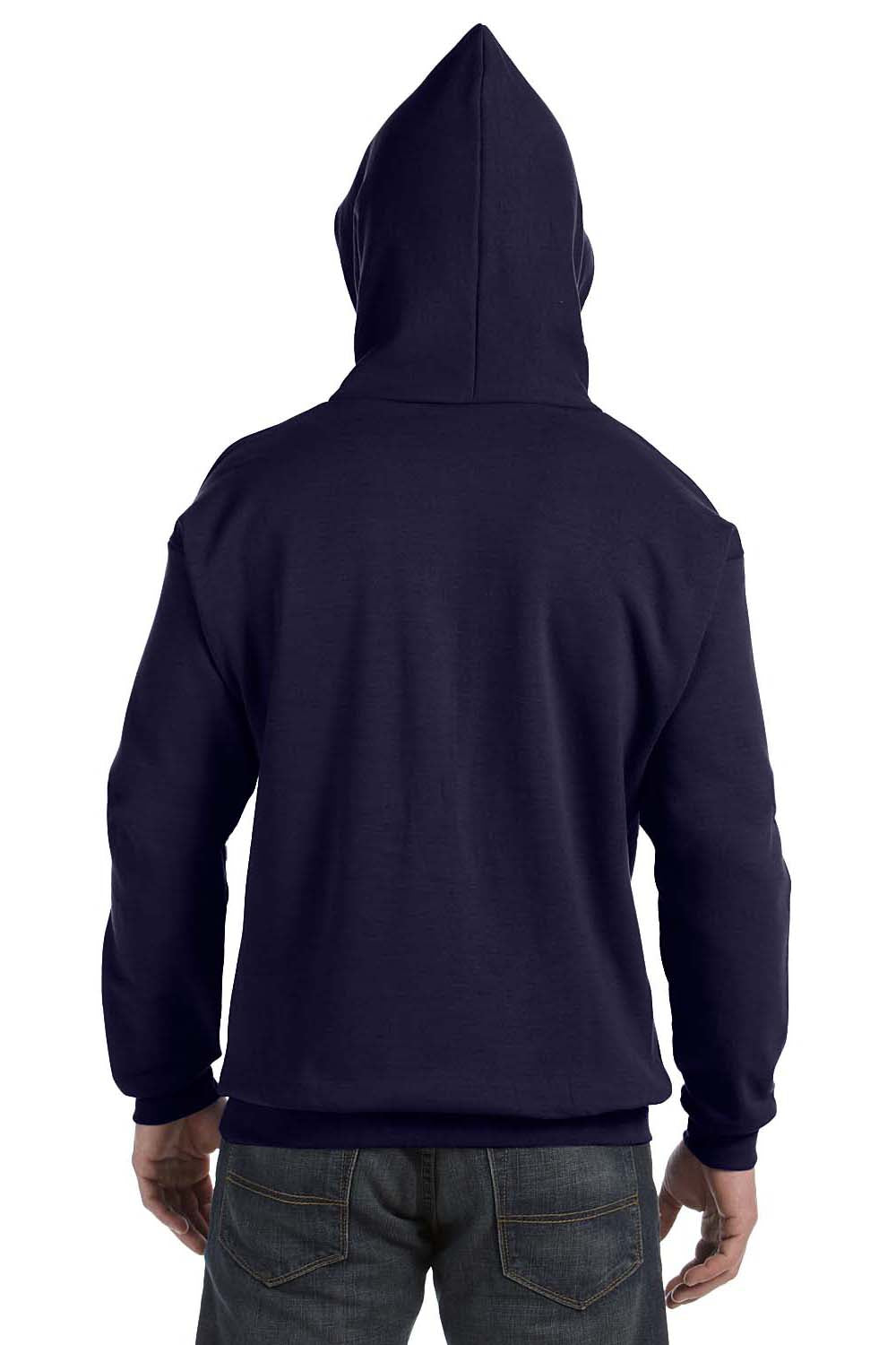 Hanes P170 Mens EcoSmart Print Pro XP Hooded Sweatshirt Hoodie Navy Blue Back