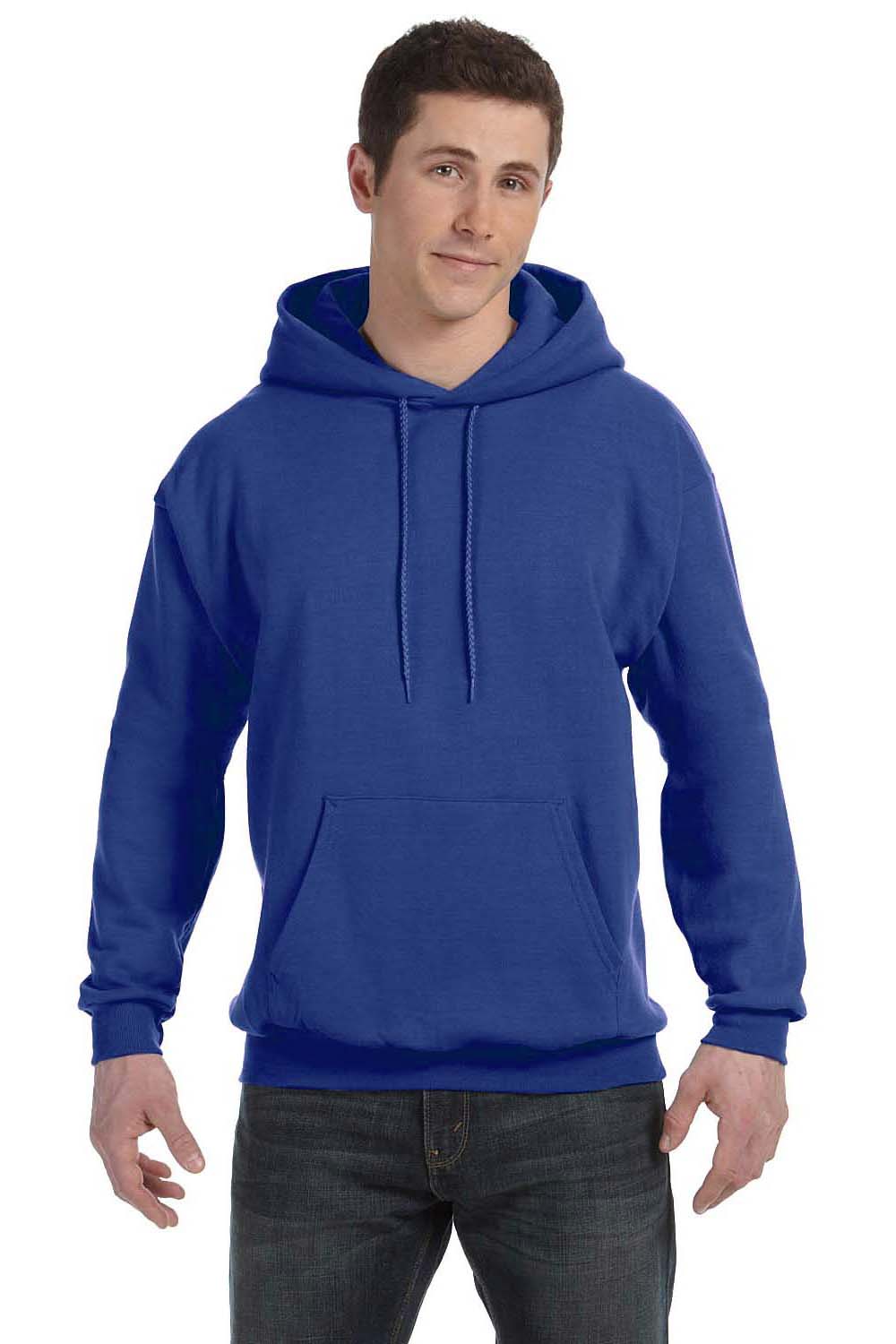 Hanes P170 Mens EcoSmart Print Pro XP Hooded Sweatshirt Hoodie Royal Blue Front