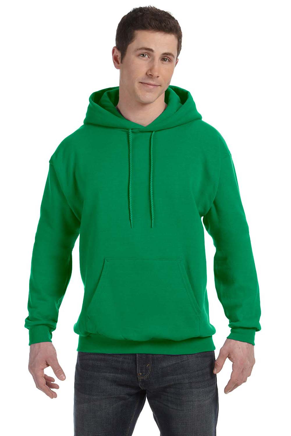 Hanes P170 Mens EcoSmart Print Pro XP Hooded Sweatshirt Hoodie Kelly Green Front