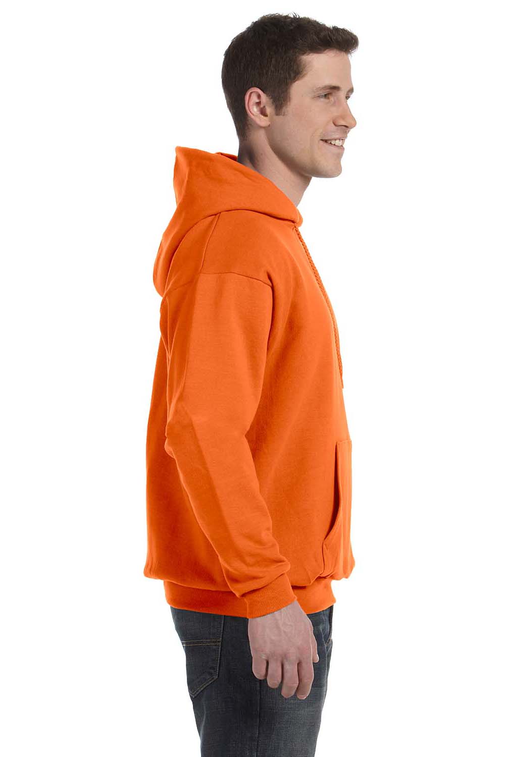 Hanes P170 Mens EcoSmart Print Pro XP Hooded Sweatshirt Hoodie Orange Side