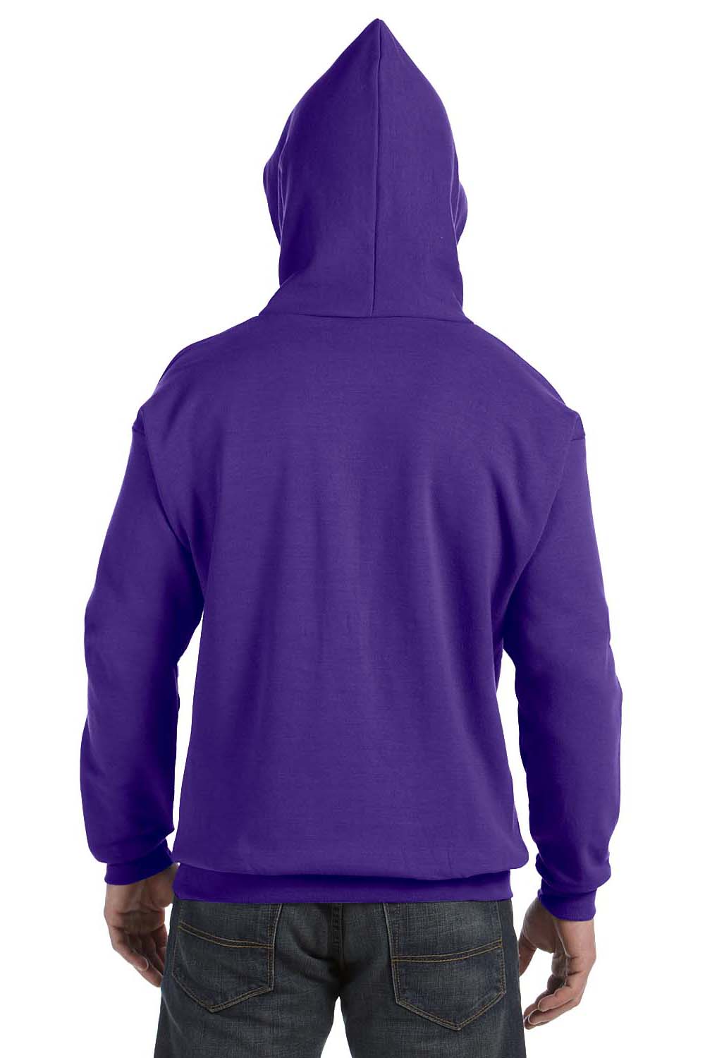 Hanes P170 Mens EcoSmart Print Pro XP Hooded Sweatshirt Hoodie Purple Back