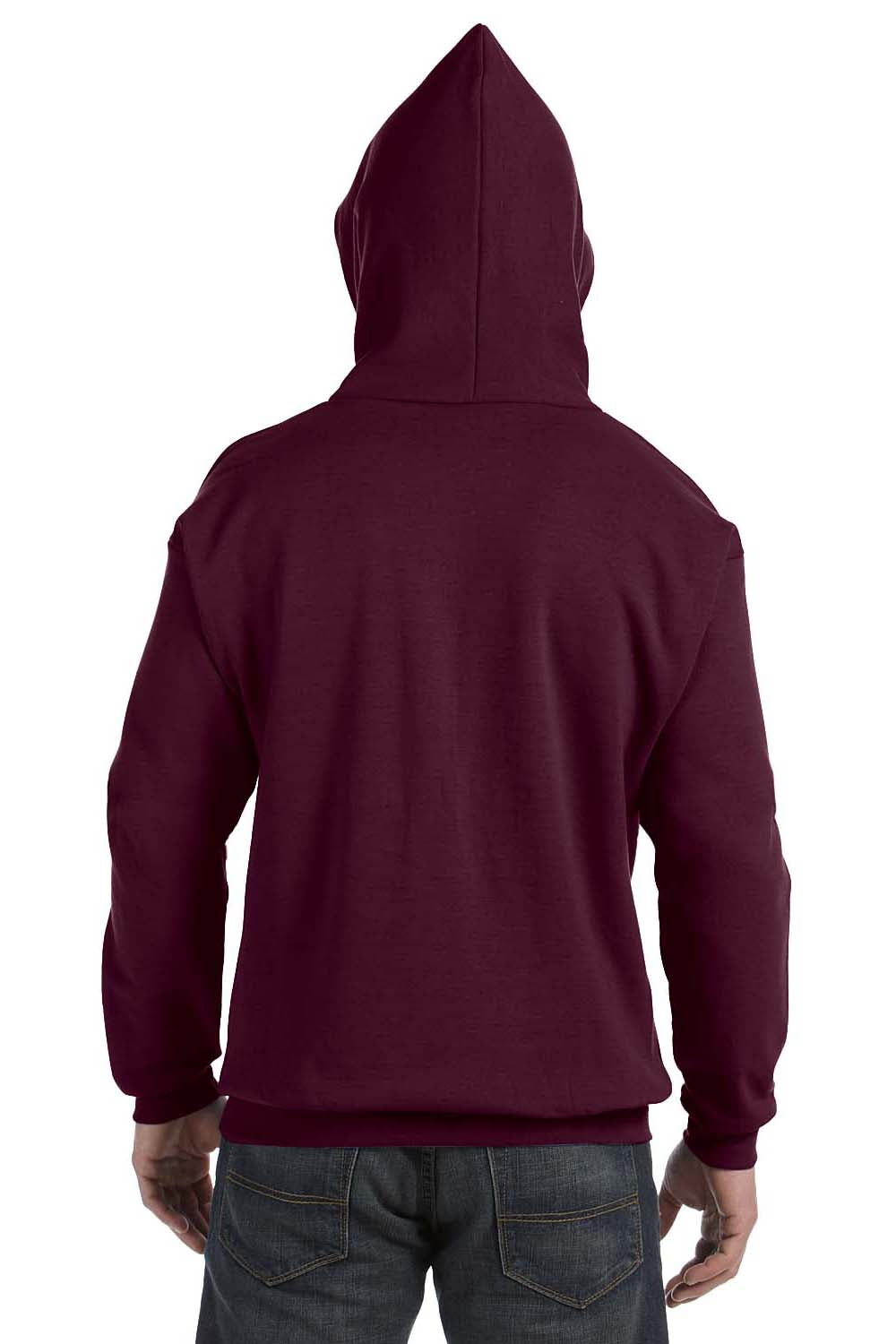 Hanes P170 Mens EcoSmart Print Pro XP Hooded Sweatshirt Hoodie Maroon Back