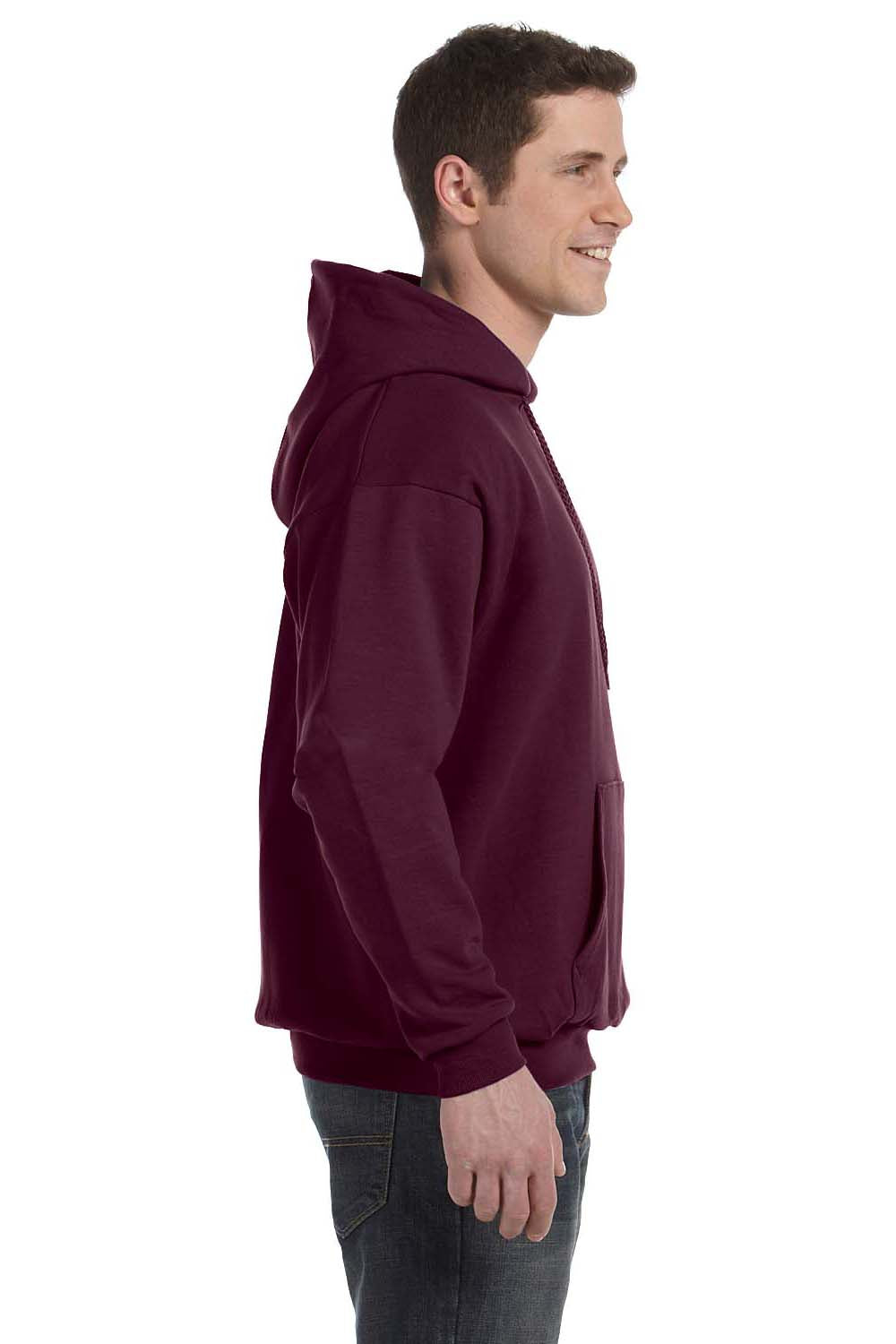 Hanes P170 Mens EcoSmart Print Pro XP Hooded Sweatshirt Hoodie Maroon Side