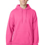 Hanes Mens EcoSmart Print Pro XP Pill Resistant Hooded Sweatshirt Hoodie - Safety Pink