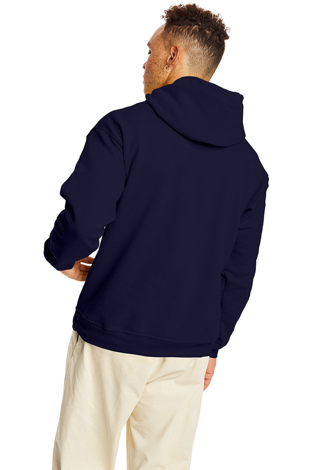 Hanes P170 Mens EcoSmart Print Pro XP Hooded Sweatshirt Hoodie Athletic Navy Blue Back