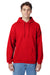Hanes P170 Mens EcoSmart Print Pro XP Hooded Sweatshirt Hoodie Athletic Red Front