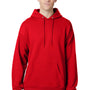 Hanes Mens EcoSmart Print Pro XP Pill Resistant Hooded Sweatshirt Hoodie - Athletic Red