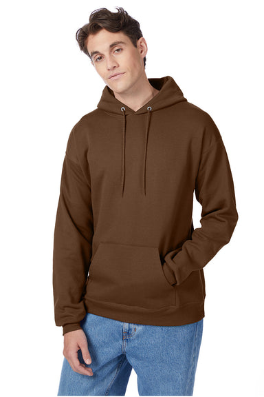 Hanes P170 Mens EcoSmart Print Pro XP Hooded Sweatshirt Hoodie Army Brown Front