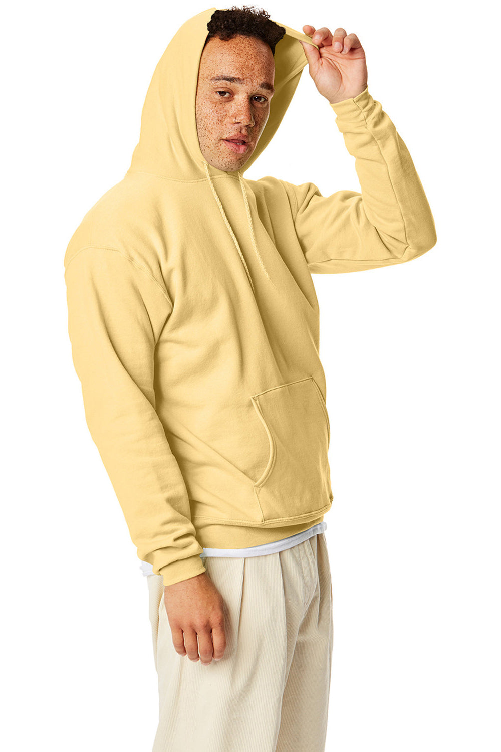 Hanes P170 Mens EcoSmart Print Pro XP Hooded Sweatshirt Hoodie Athletic Gold SIde