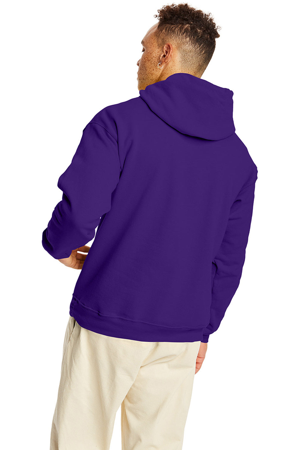 Hanes P170 Mens EcoSmart Print Pro XP Hooded Sweatshirt Hoodie Athletic Purple Back