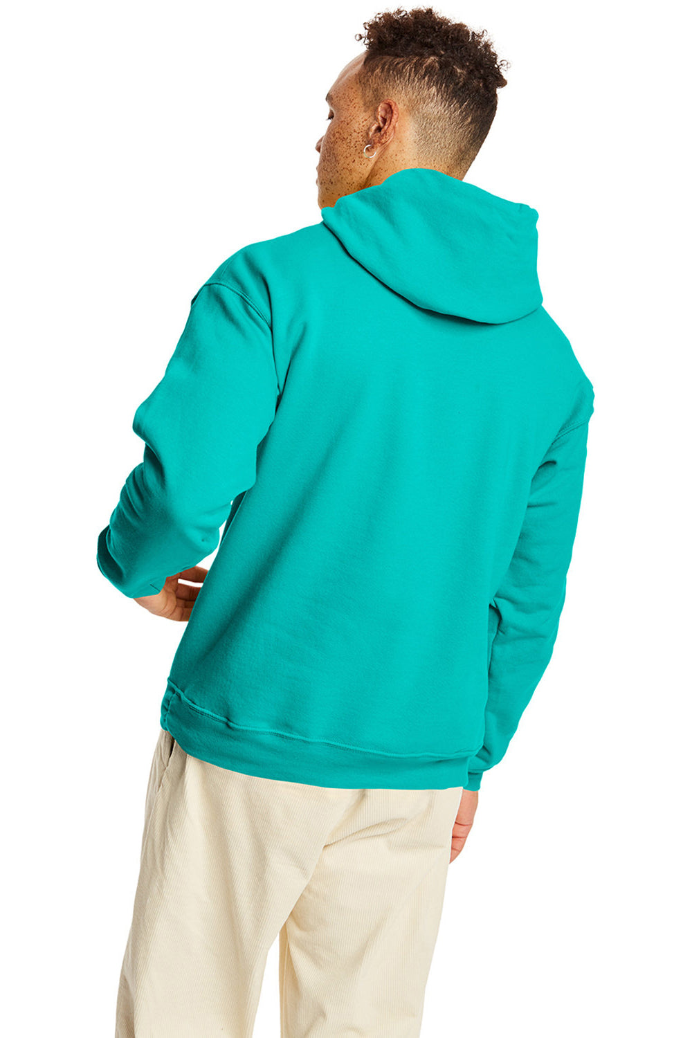Hanes P170 Mens EcoSmart Print Pro XP Hooded Sweatshirt Hoodie Athletic Teal Green Back