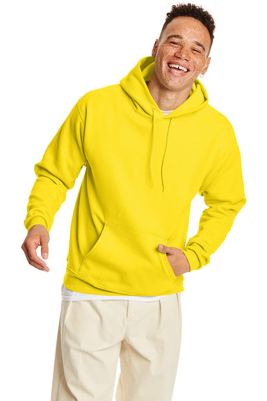 Hanes P170 Mens EcoSmart Print Pro XP Hooded Sweatshirt Hoodie Athletic Yellow Front