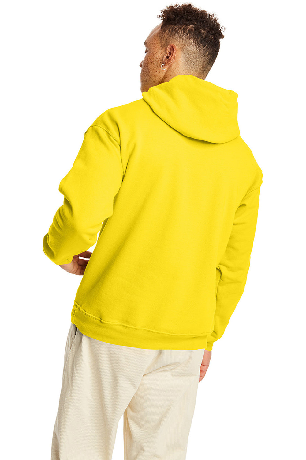 Hanes P170 Mens EcoSmart Print Pro XP Hooded Sweatshirt Hoodie Athletic Yellow Back