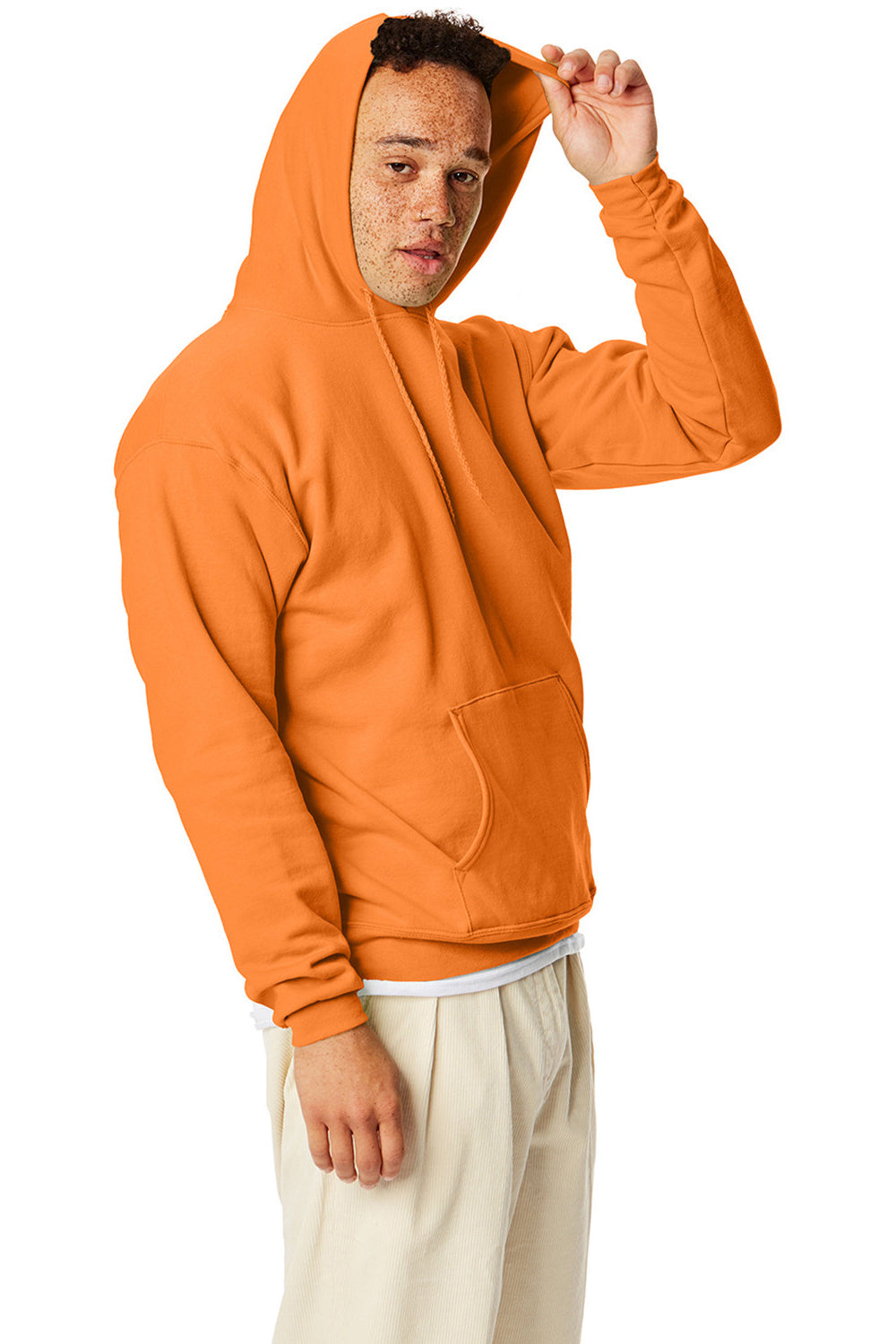 Hanes P170 Mens EcoSmart Print Pro XP Hooded Sweatshirt Hoodie Tennessee Orange SIde
