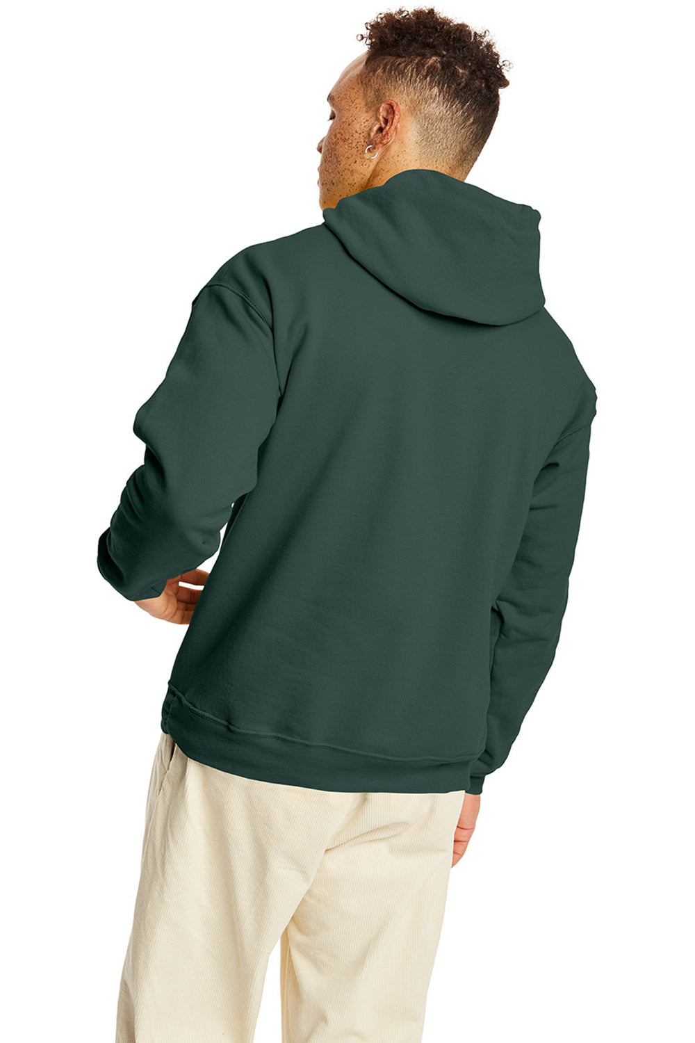 Hanes P170 Mens EcoSmart Print Pro XP Hooded Sweatshirt Hoodie Athletic Dark Green Back