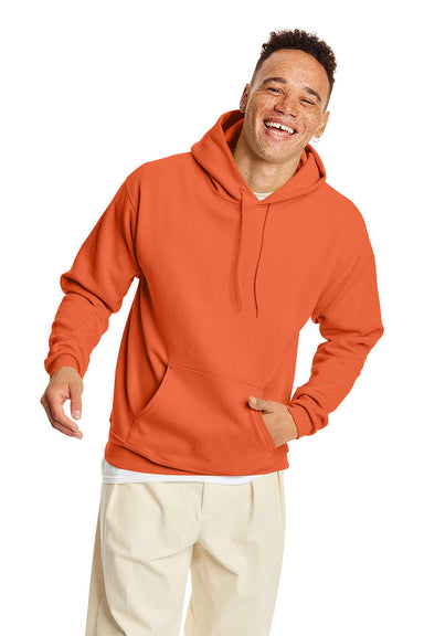 Hanes P170 Mens EcoSmart Print Pro XP Hooded Sweatshirt Hoodie Texas Orange Front