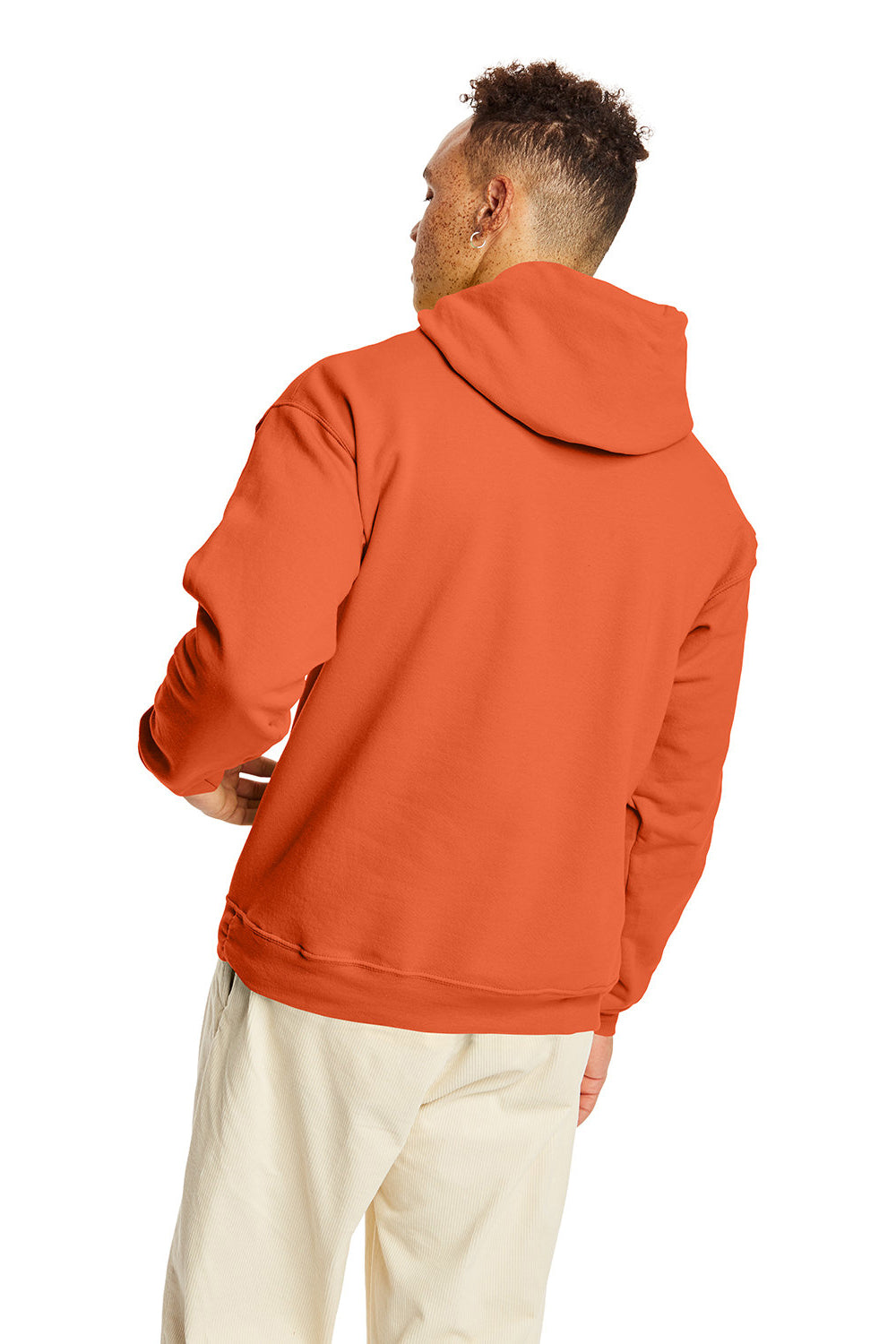 Hanes P170 Mens EcoSmart Print Pro XP Hooded Sweatshirt Hoodie Texas Orange Back