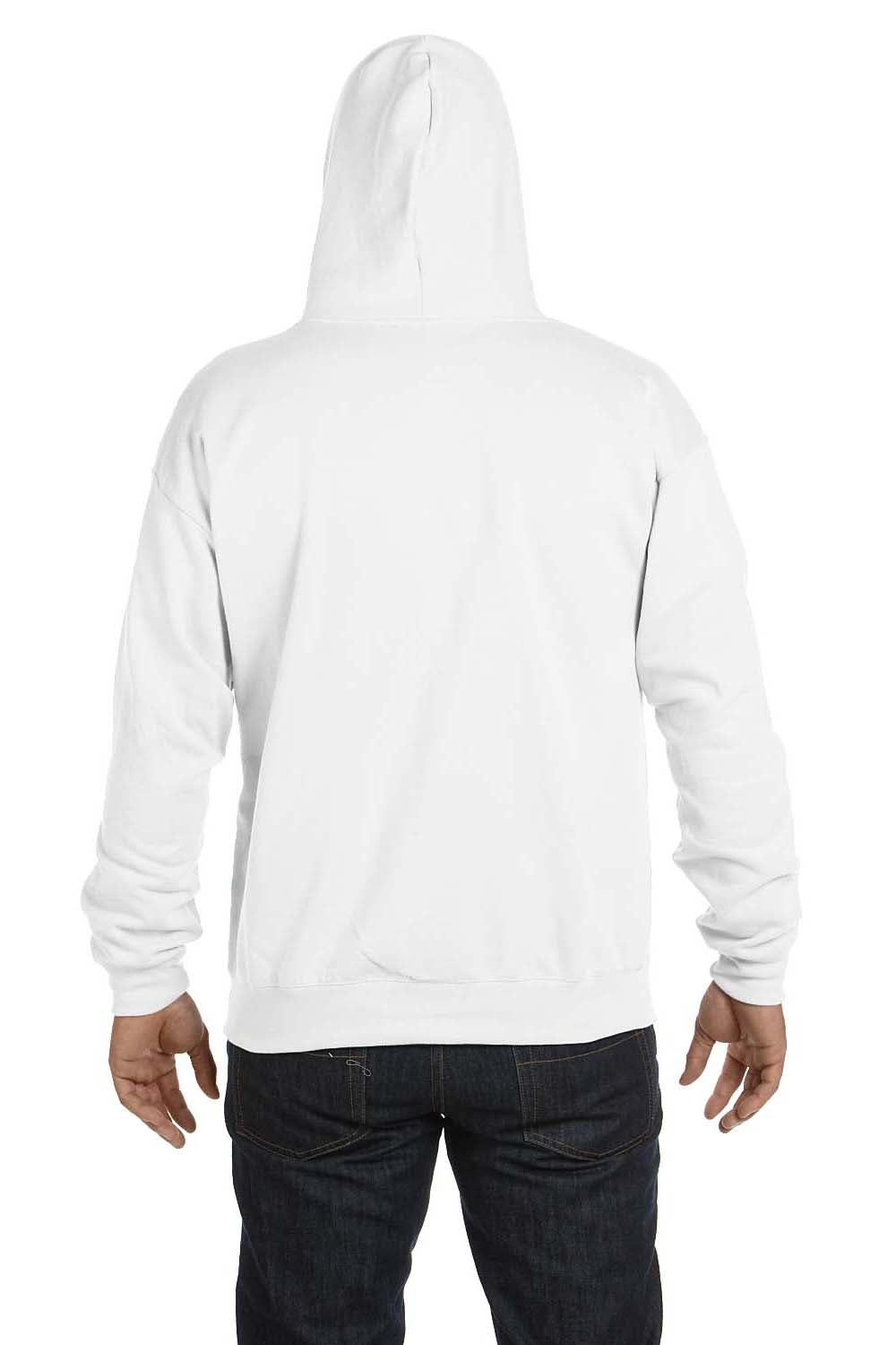 Hanes P180 Mens EcoSmart Print Pro XP Full Zip Hooded Sweatshirt Hoodie White Back