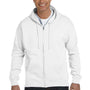 Hanes Mens EcoSmart Print Pro XP Pill Resistant Full Zip Hooded Sweatshirt Hoodie - White - Closeout