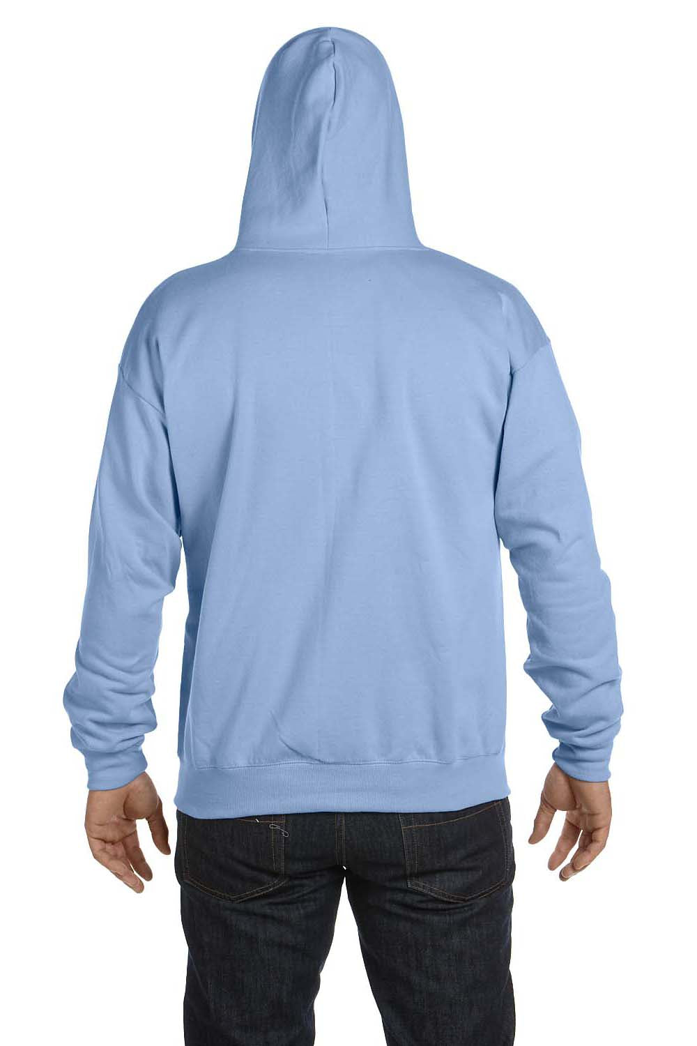 Hanes P180 Mens EcoSmart Print Pro XP Full Zip Hooded Sweatshirt Hoodie Light Blue Back
