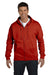 Hanes P180 Mens EcoSmart Print Pro XP Full Zip Hooded Sweatshirt Hoodie Red Front