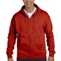 Hanes Mens EcoSmart Print Pro XP Pill Resistant Full Zip Hooded Sweatshirt Hoodie - Deep Red