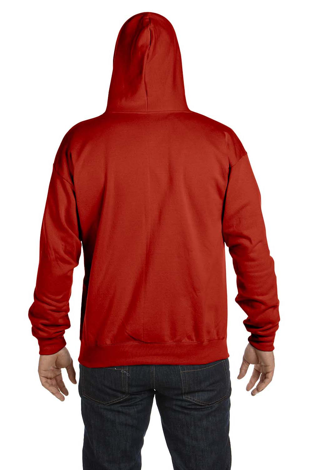 Hanes P180 Mens EcoSmart Print Pro XP Full Zip Hooded Sweatshirt Hoodie Red Back