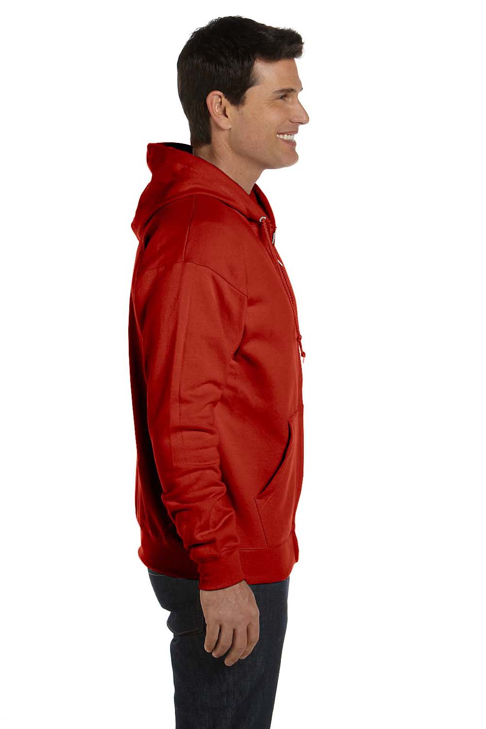 Hanes P180 Mens EcoSmart Print Pro XP Full Zip Hooded Sweatshirt Hoodie Red Side