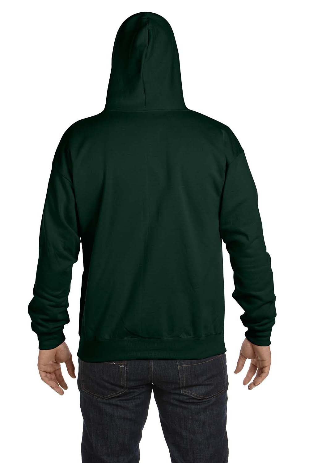 Hanes P180 Mens EcoSmart Print Pro XP Full Zip Hooded Sweatshirt Hoodie Forest Green Back