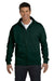 Hanes P180 Mens EcoSmart Print Pro XP Full Zip Hooded Sweatshirt Hoodie Forest Green Front