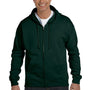 Hanes Mens EcoSmart Print Pro XP Pill Resistant Full Zip Hooded Sweatshirt Hoodie - Deep Forest Green