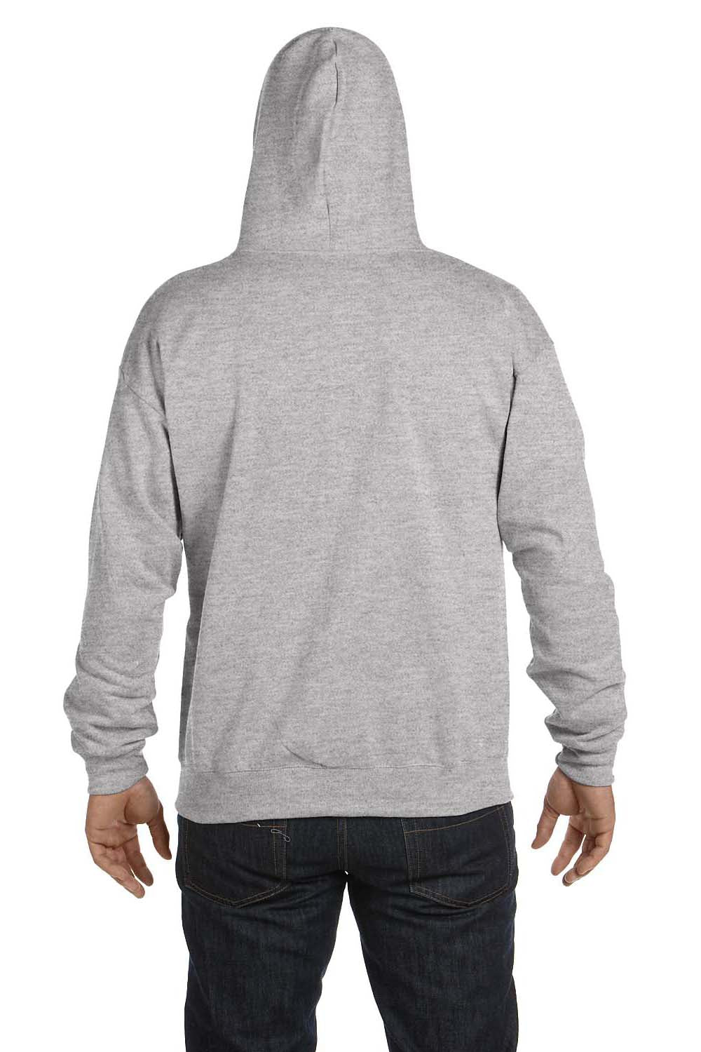Hanes P180 Mens EcoSmart Print Pro XP Full Zip Hooded Sweatshirt Hoodie Light Steel Grey Back