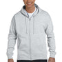 Hanes Mens EcoSmart Print Pro XP Pill Resistant Full Zip Hooded Sweatshirt Hoodie - Ash Grey
