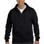Hanes Mens EcoSmart Print Pro XP Pill Resistant Full Zip Hooded Sweatshirt Hoodie - Black