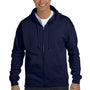 Hanes Mens EcoSmart Print Pro XP Pill Resistant Full Zip Hooded Sweatshirt Hoodie - Navy Blue
