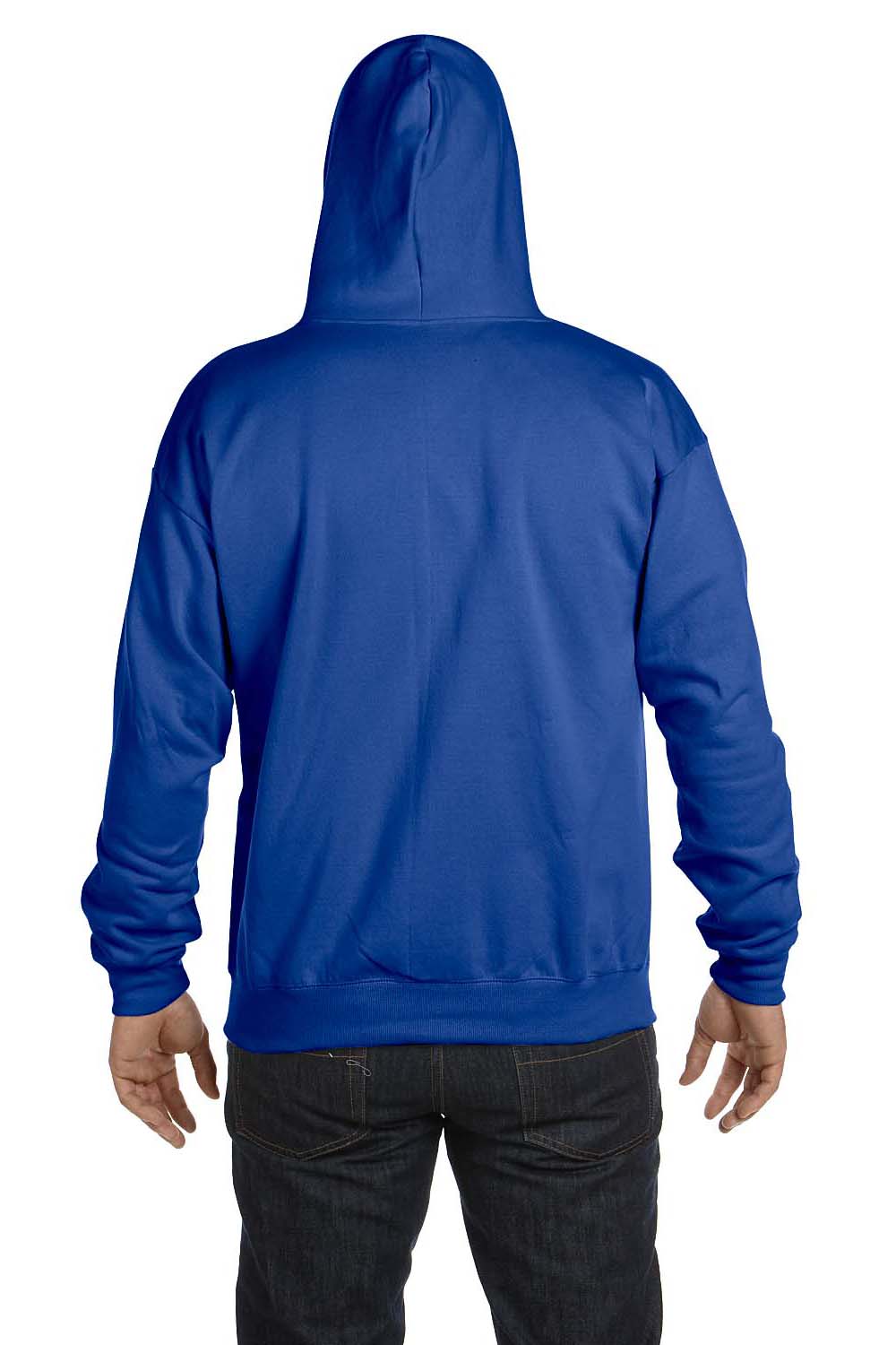 Hanes P180 Mens EcoSmart Print Pro XP Full Zip Hooded Sweatshirt Hoodie Royal Blue Back