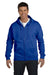 Hanes P180 Mens EcoSmart Print Pro XP Full Zip Hooded Sweatshirt Hoodie Royal Blue Front