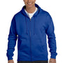 Hanes Mens EcoSmart Print Pro XP Pill Resistant Full Zip Hooded Sweatshirt Hoodie - Deep Royal Blue