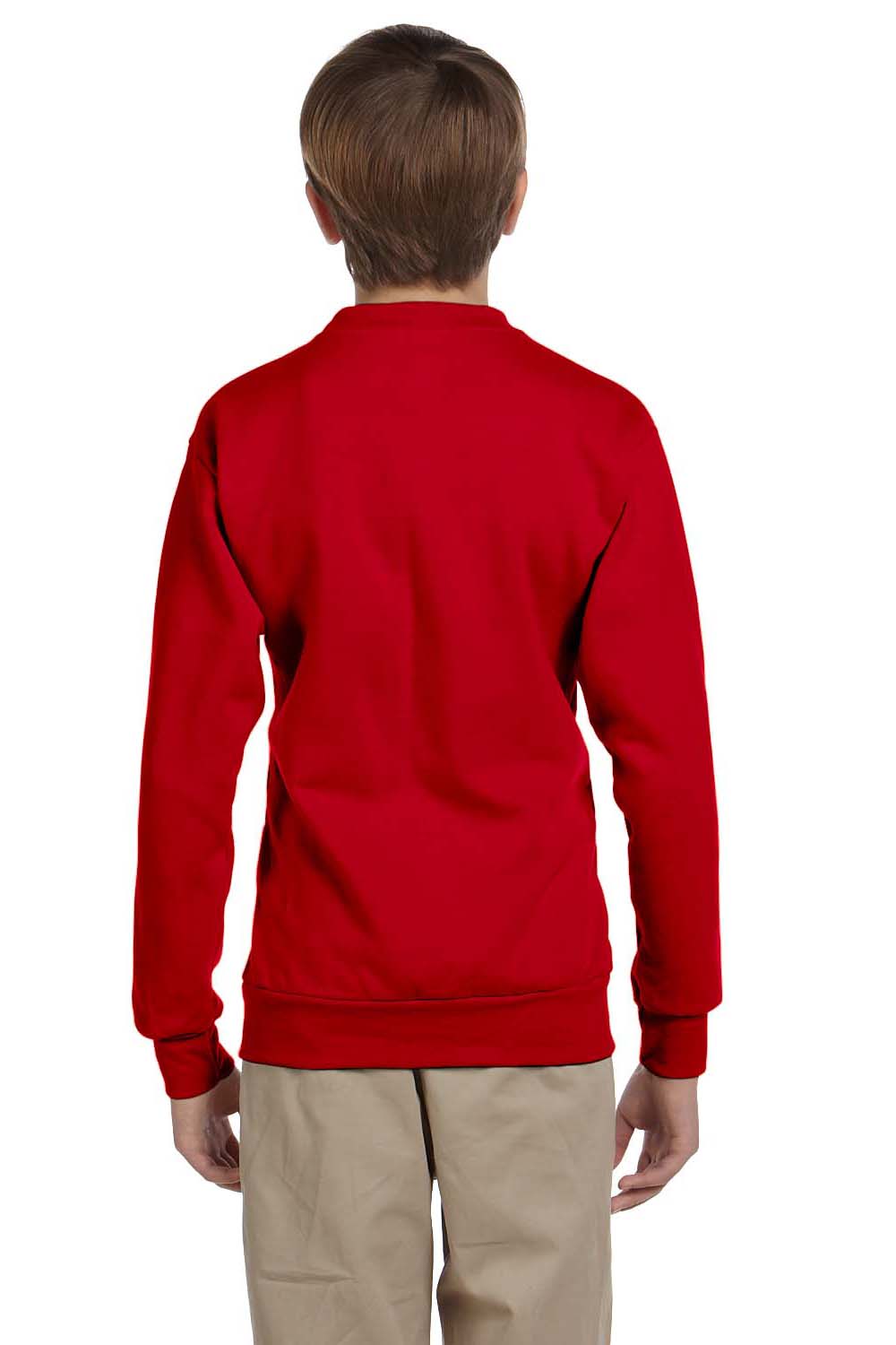 Hanes P360 Youth EcoSmart Print Pro XP Fleece Crewneck Sweatshirt Red Back