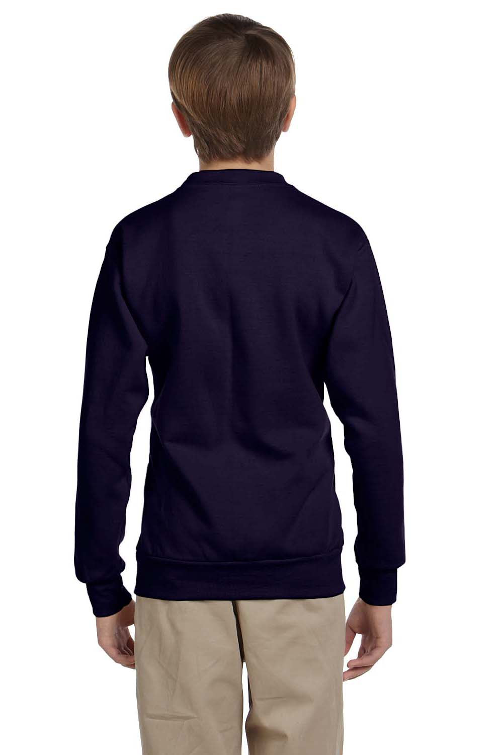 Hanes P360 Youth EcoSmart Print Pro XP Fleece Crewneck Sweatshirt Navy Blue Back