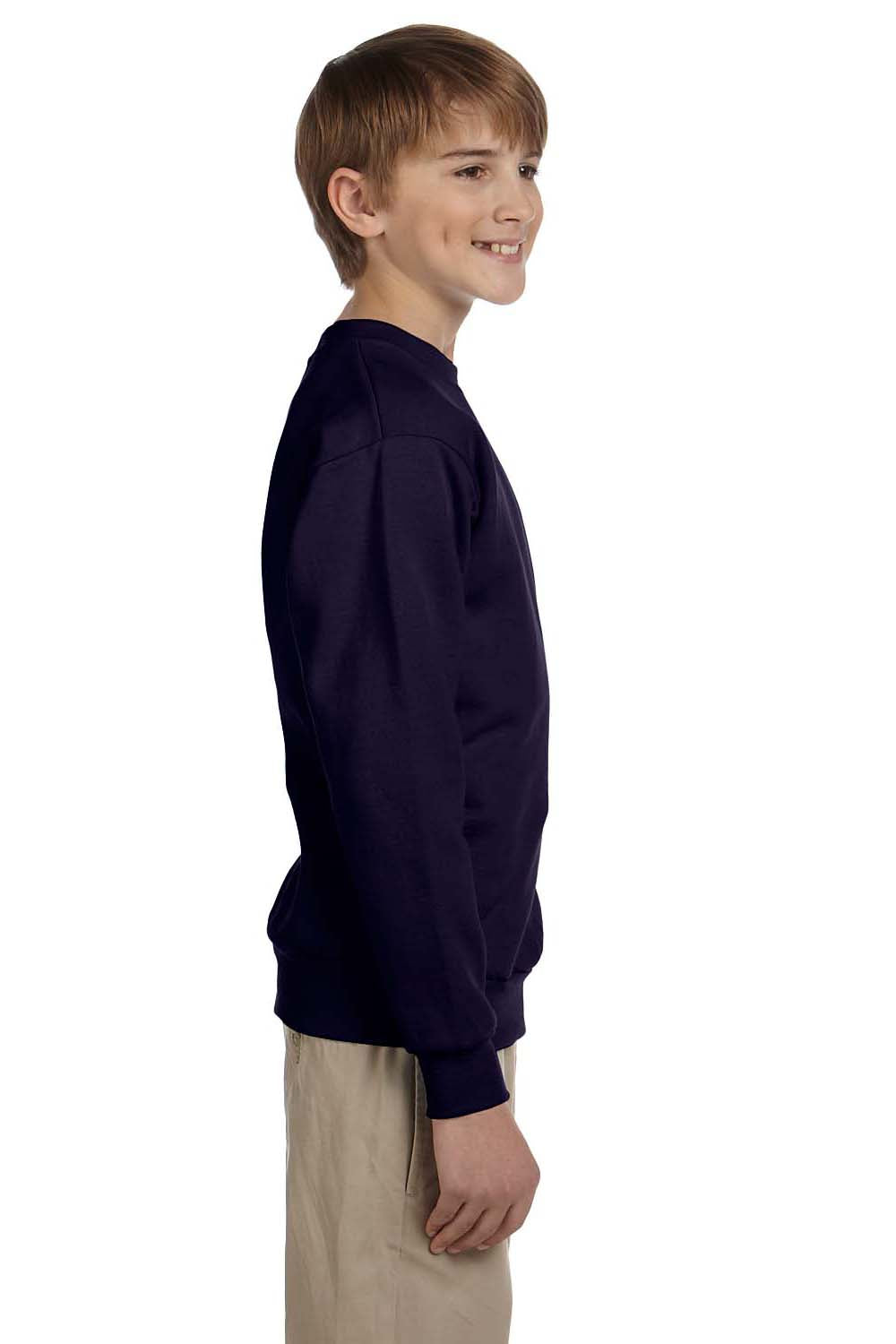 Hanes P360 Youth EcoSmart Print Pro XP Fleece Crewneck Sweatshirt Navy Blue Side