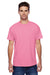 Hanes P4200 Mens X-Temp Moisture Wicking Short Sleeve Crewneck T-Shirt Heather Neon Pink Front