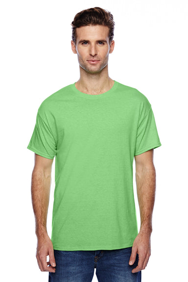 Hanes P4200 Mens X-Temp Moisture Wicking Short Sleeve Crewneck T-Shirt Heather Neon Lime Green Front