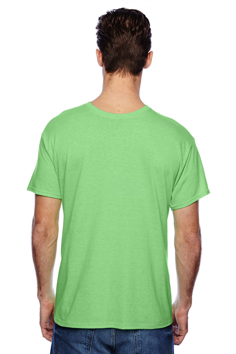 Hanes P4200 Mens X-Temp Moisture Wicking Short Sleeve Crewneck T-Shirt Heather Neon Lime Green Back