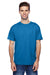 Hanes P4200 Mens X-Temp Moisture Wicking Short Sleeve Crewneck T-Shirt Heather Neon Blue Front