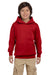 Hanes P473 Youth EcoSmart Print Pro XP Hooded Sweatshirt Hoodie Red Front