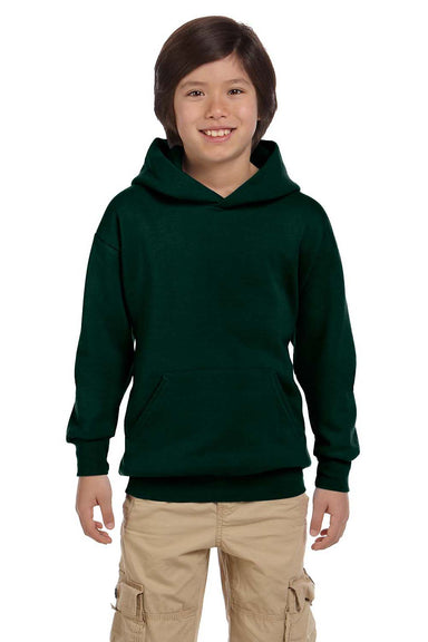 Hanes P473 Youth EcoSmart Print Pro XP Hooded Sweatshirt Hoodie Forest Green Front