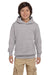 Hanes P473 Youth EcoSmart Print Pro XP Hooded Sweatshirt Hoodie Light Steel Grey Front